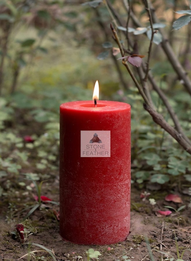 Stone & Feather, Apple Cinnamon 3x6 Aromatic Paraffin Wax Rustic Pillar Candle Big, Long Burning time-100-110 Hours, for Christmas, Home Decoration, Wedding. - Image 5