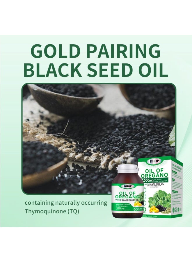 DHOP Oil of Oregano with Black Seed Oil Dietary Supplement 9000mg Per Serving with Thymol 60 Softgels Dual-Ingredient Synergistic Health Formula - Image 3