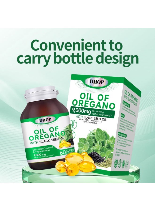 DHOP Oil of Oregano with Black Seed Oil Dietary Supplement 9000mg Per Serving with Thymol 60 Softgels Dual-Ingredient Synergistic Health Formula - Image 4