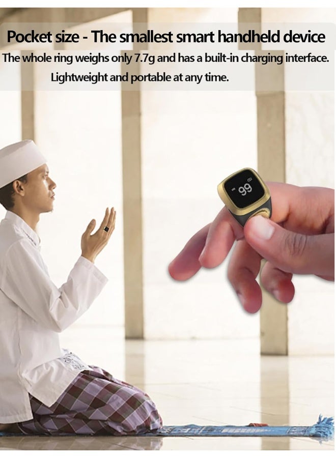 UV Enterprises Smart Tasbih Counter Ring Digital Zikr Ring with Prayer Reminder, Bluetooth Tasbeeh Counter, OLED Display Muslim Ring, Waterproof Islamic Dhikr Counter - Image 3