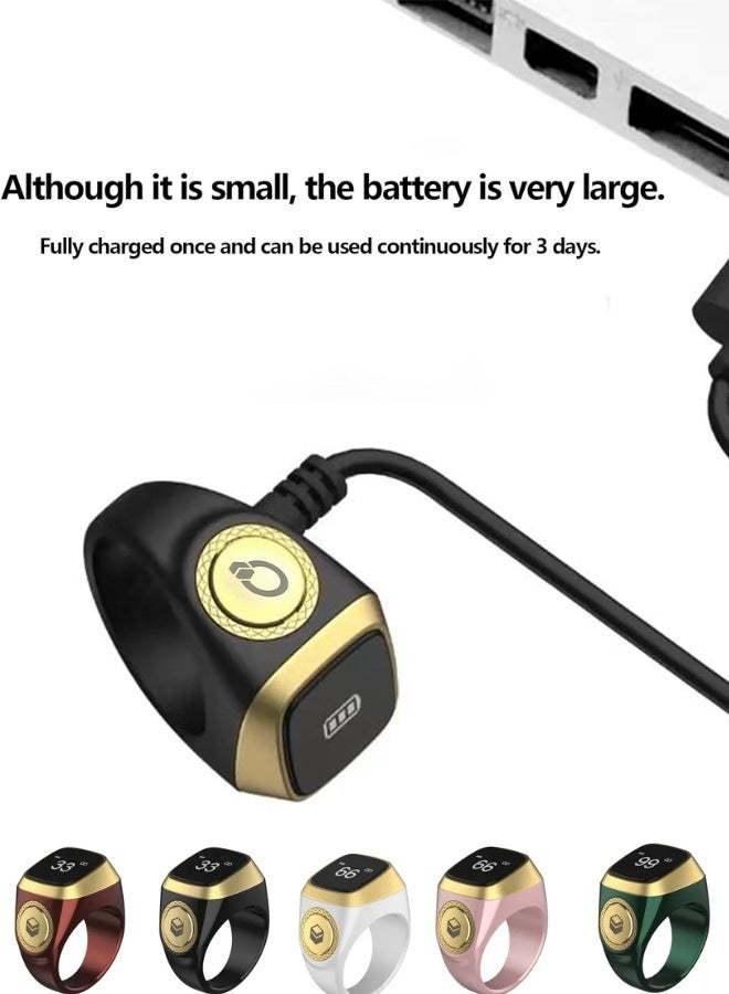 UV Enterprises Smart Tasbih Counter Ring Digital Zikr Ring with Prayer Reminder, Bluetooth Tasbeeh Counter, OLED Display Muslim Ring, Waterproof Islamic Dhikr Counter - Image 5