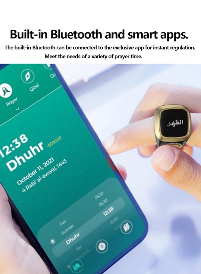 UV Enterprises Smart Tasbih Counter Ring Digital Zikr Ring with Prayer Reminder, Bluetooth Tasbeeh Counter, OLED Display Muslim Ring, Waterproof Islamic Dhikr Counter - Image 4