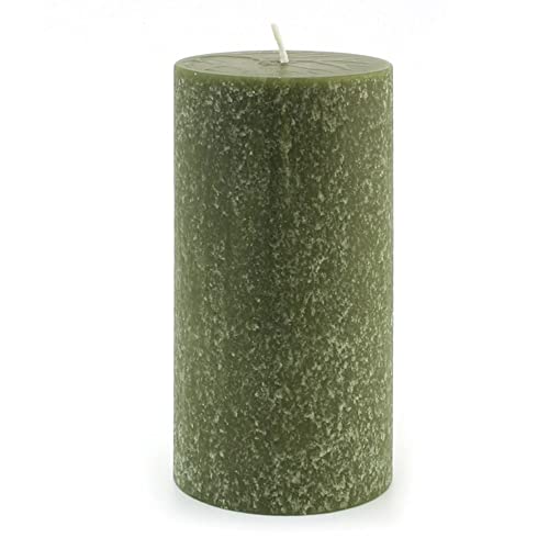 Root Candles Unscented Pillar Candles Beeswax Enhanced Textured Timberline™ Pillar Candle, 3 x 6-Inch, Dark Olive - Image 1