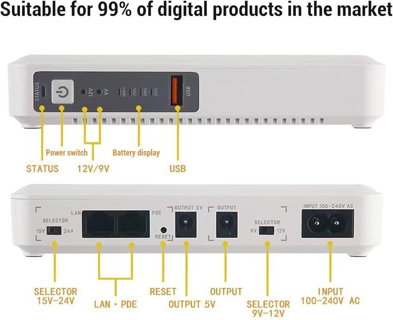 ميني يو بي إس بطارية احتياطية 8000 مللي أمبير 5 فولت 9 فولت 12 فولت 15 فولت 24 فولت إخراج للراوتر مودم مع قابس أمريكي - Image 3