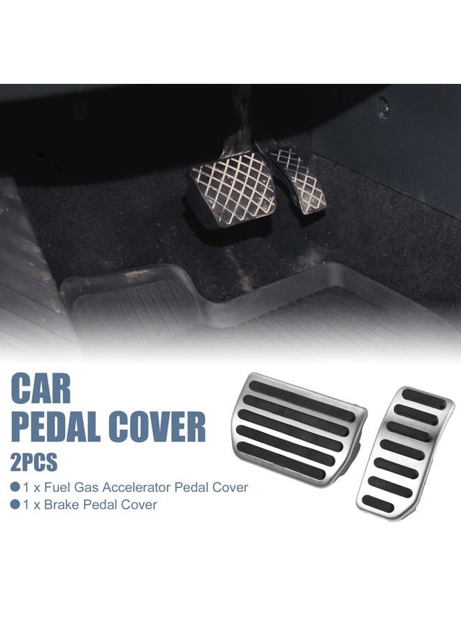 X AUTOHAUX 2pcs Brake Pedal Pad Gas Accelerator Pedal Cover for Volvo XC60 2010-2017 Silver Tone - Image 2
