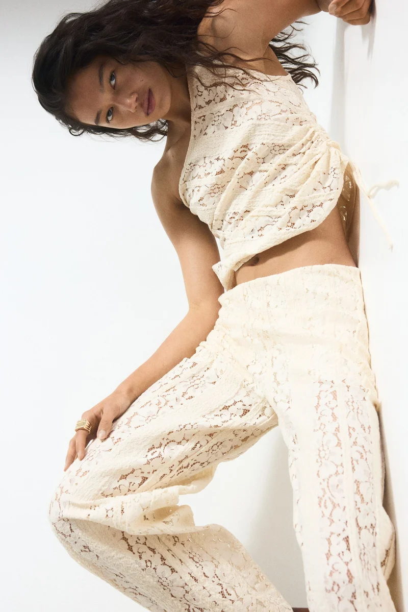 H&M Lace-look jersey trousers