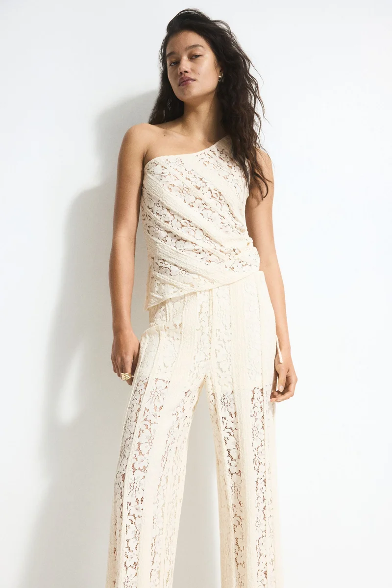H&M Lace-look jersey trousers