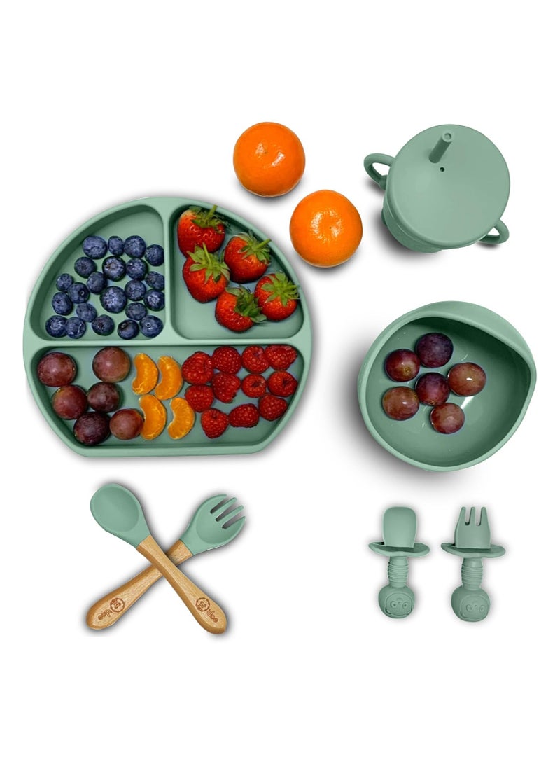 أودو لوازم تغذية الفطام للأطفال الصغار، مجموعة تغذية الطفل من O'doe | مجموعة أدوات تناول الطعام الذاتية من السيليكون مع ملاعق ومرايل ومجموعة ملاعق للأطفال الصغار | طقم أطباق طعام الرضع | مجموعة من 17 - Image 5