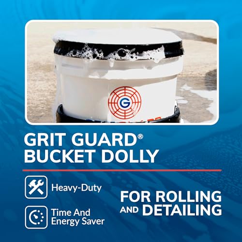 GRIT GUARD Bucket Dolly with Wheels - Rolling Detailing Wash Bucket with 5 Wheels and 2 Locking Casters Compatible with 2.5, 4, 5 and 6 Gallon Buckets (Black, 2" Red Casters) - Image 2