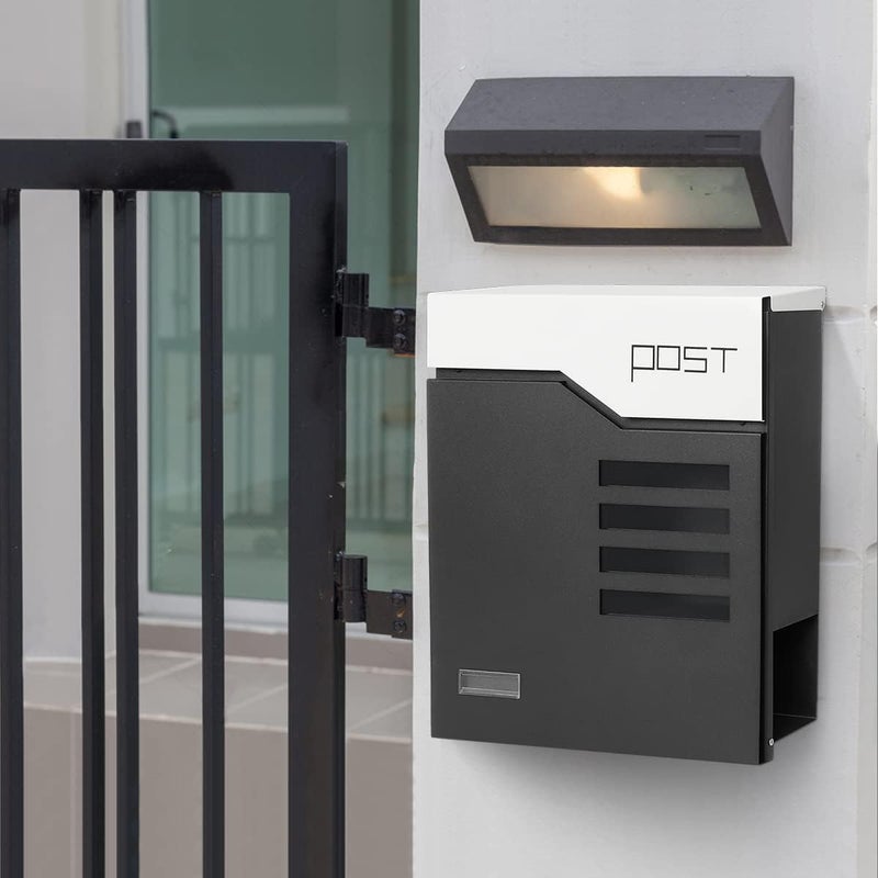 Parrency Stainless Steel Lockable Mailboxes with Keys,Outdoor Wall Mounted Mail Box with Large Capacity,White - Image 5
