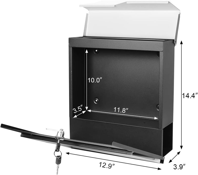Parrency Stainless Steel Lockable Mailboxes with Keys,Outdoor Wall Mounted Mail Box with Large Capacity,White - Image 2