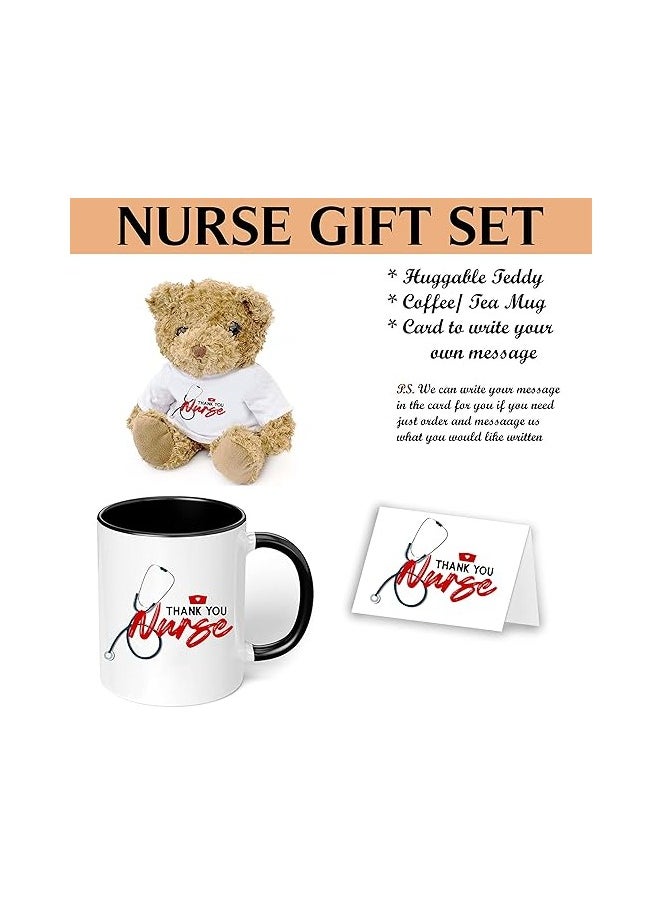 PRINTSHOP4ME - Nurses Day Teddy Bear Pack With Printed Ceramic Mug&Nurses Day Wishes Card Designs-Nursing Student Graduation Gift&Appreciation Gifts-Nurse Gift Idea Designs Printed - Image 1