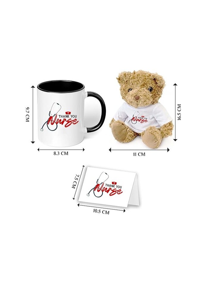 PRINTSHOP4ME - Nurses Day Teddy Bear Pack With Printed Ceramic Mug&Nurses Day Wishes Card Designs-Nursing Student Graduation Gift&Appreciation Gifts-Nurse Gift Idea Designs Printed - Image 1