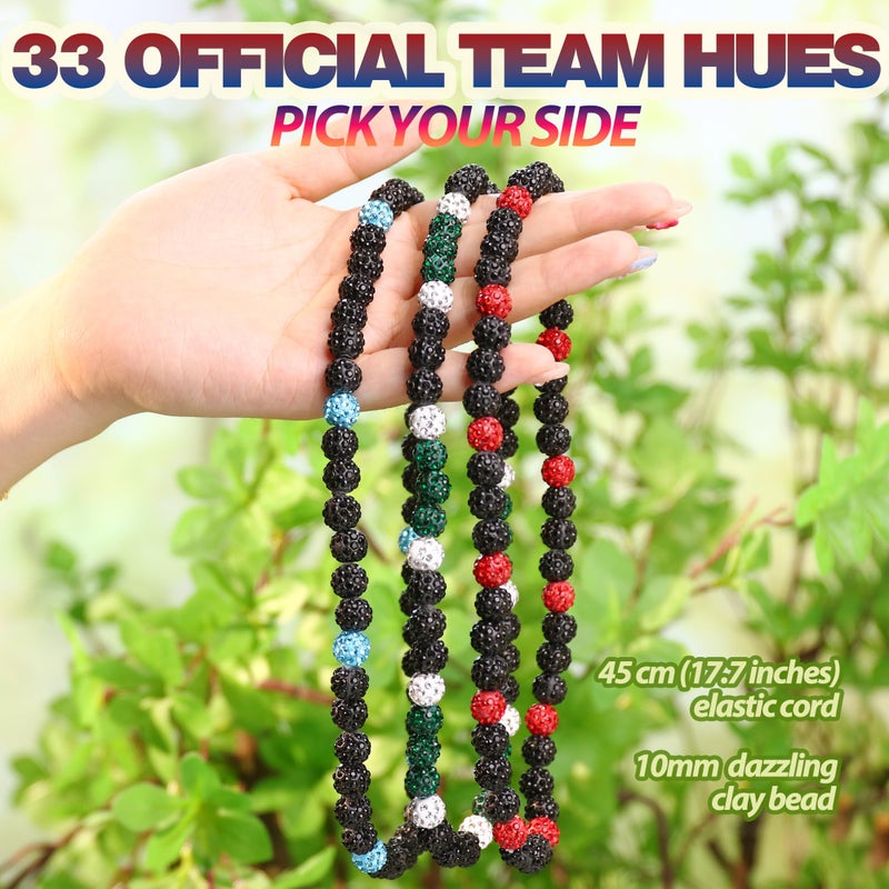 Krfy Baseball Necklaces for Boys, Bling Rhinestone Beaded Necklaces, Diamond Baseball Drip Necklace Ice Bead Necklaces Inspired Sports Jewelry, 17.7 Inches Black-Lakeblue, Ageï¼šOver 8 Years Old - Image 4