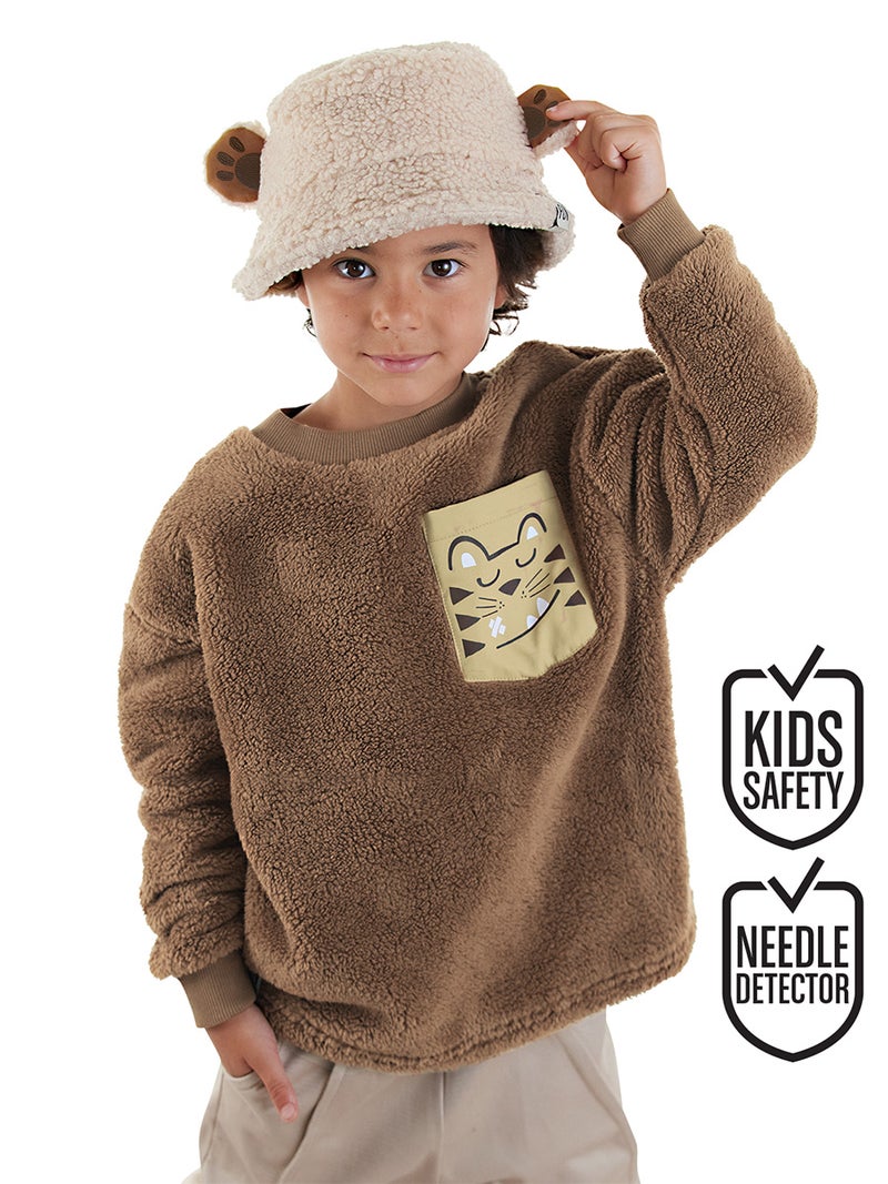 Denokids Tiger Boy Plush Sweatshirt - Image 1