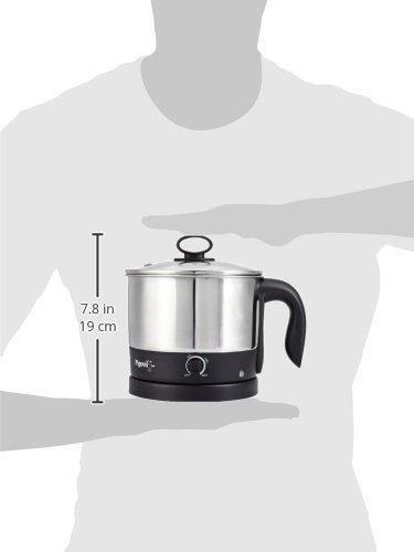 Pigeon Kessel Multipurpose Kettle (12173) 1.2 litres with Stainless Steel Body, used for boiling Water and milk, Tea, Coffee, Oats, Noodles, Soup etc. 600 Watt (Black & Silver) - Image 3