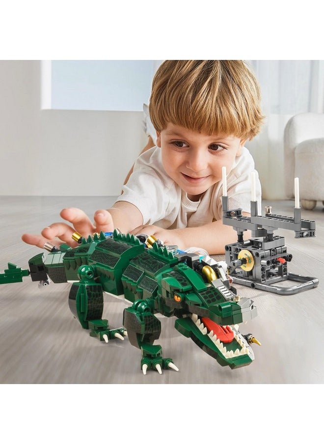 BNG BNG Mechanical Crocodile Building Set for Adult, Jurassic Animal with Display Stand and Light, STEM Creative Dinosaur Alligator Building Toys, Gift for Teens Boys 12+(996 PCS)  - Image 5