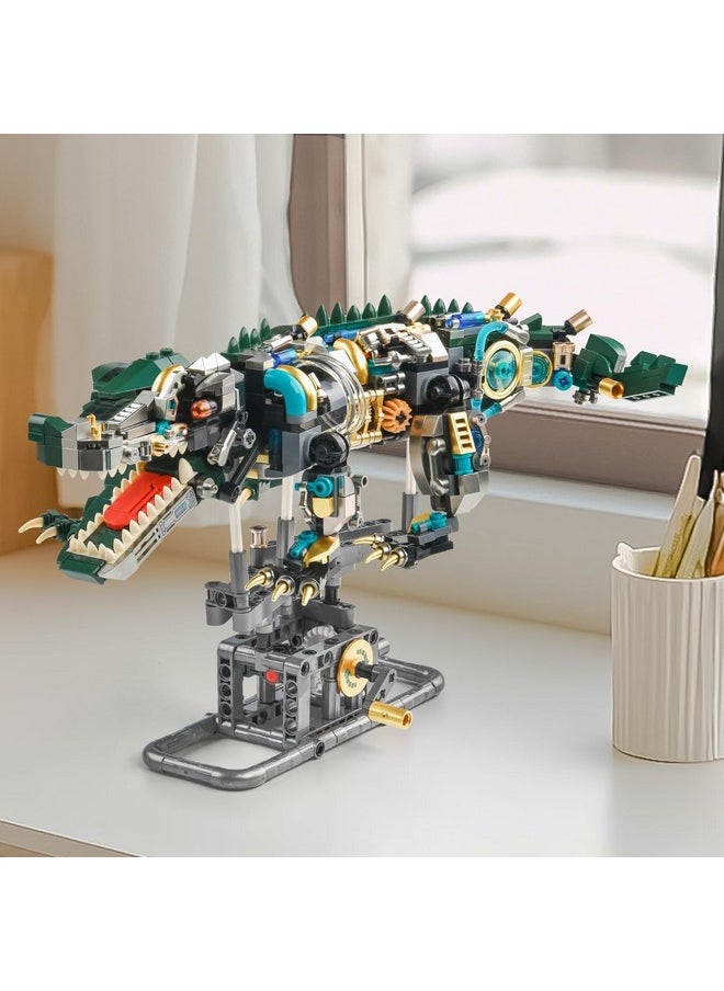 BNG BNG Mechanical Crocodile Building Set for Adult, Jurassic Animal with Display Stand and Light, STEM Creative Dinosaur Alligator Building Toys, Gift for Teens Boys 12+(996 PCS)  - Image 4
