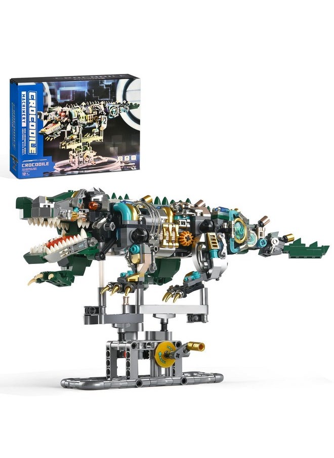 BNG BNG Mechanical Crocodile Building Set for Adult, Jurassic Animal with Display Stand and Light, STEM Creative Dinosaur Alligator Building Toys, Gift for Teens Boys 12+(996 PCS)  - Image 1
