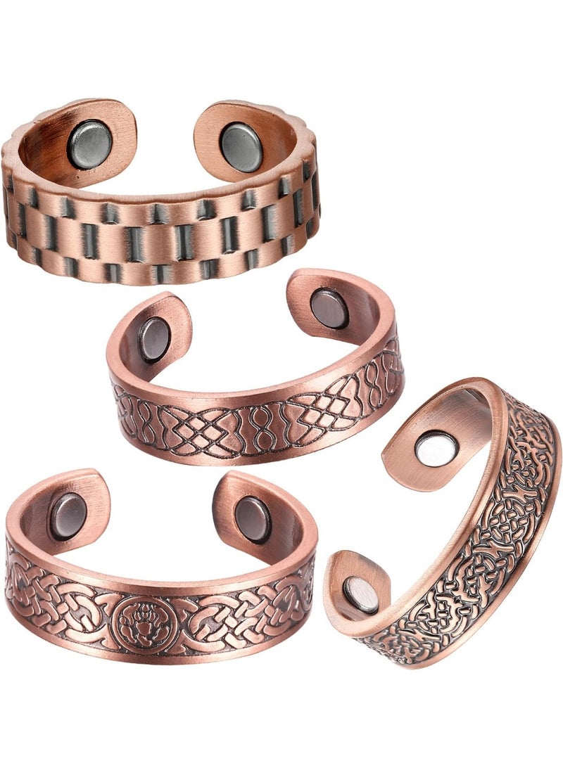BioMag Magnetic Rings, Pure Copper Ring for Men Women, Adjustable Fingers Thumb Ring Jewelry Gift (Copper C-4Pcs) - Image 1