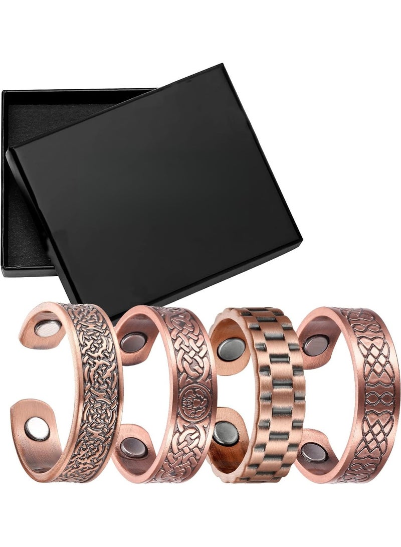 BioMag Magnetic Rings, Pure Copper Ring for Men Women, Adjustable Fingers Thumb Ring Jewelry Gift (Copper C-4Pcs) - Image 2