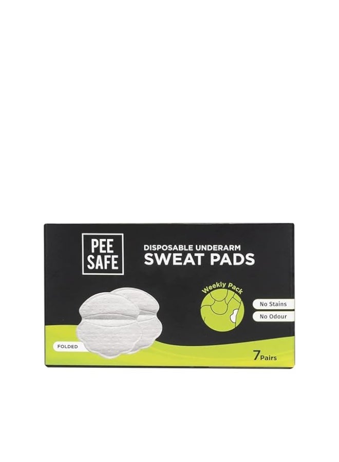 PEESAFE Pee Safe Sweat Pads For Underarms Women & Men (7 Pairs) 14 Pads | Folded | Prevents Stains | Absorbs Sweat & Unpleasant Odour | Breathable And Deodorizing | Self Adhesive Glue - Image 1