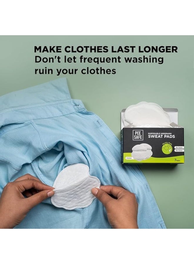 PEESAFE Pee Safe Sweat Pads For Underarms Women & Men (7 Pairs) 14 Pads | Folded | Prevents Stains | Absorbs Sweat & Unpleasant Odour | Breathable And Deodorizing | Self Adhesive Glue - Image 3