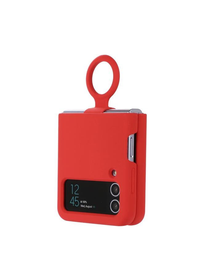 اس-توب جراب لهاتف Samsung Galaxy Flip 3 مصنوع من السيليكون مع مشبك حلقي مدمج - Image 2