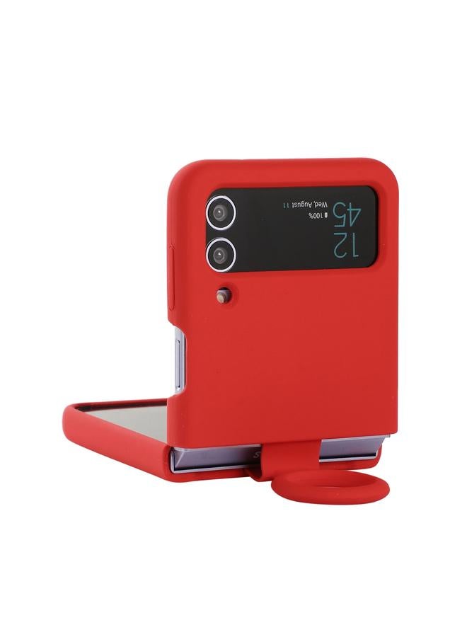 اس-توب جراب لهاتف Samsung Galaxy Flip 3 مصنوع من السيليكون مع مشبك حلقي مدمج - Image 3