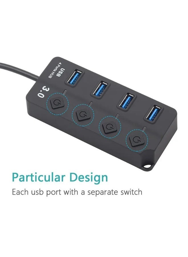 جهاز USB 3.0 محول USB 2.0 4 بوصة 1 محول متعدد المنافذ موسع طاقة مستقل - Image 2