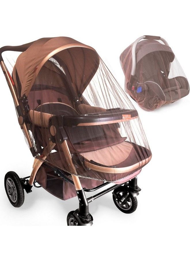 Sysmie Mosquito Net For Stroller 2 Pack Durable Baby Stroller Mosquito Net Perfect Bug Net For Strollers Bassinets Cradles Playards Pack N Plays And Portable Mini Crib (Coffee) …  - Image 1