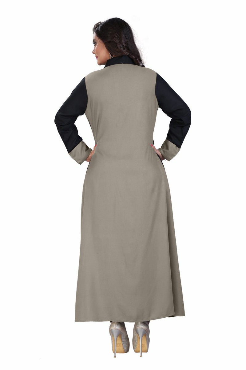 any kids Madhuram Womens Rayon Regular Fit A Line Kurti With Fully Stitched Plain Long Kurta(M-114, In, Alpha, L, Grey) - Image 2