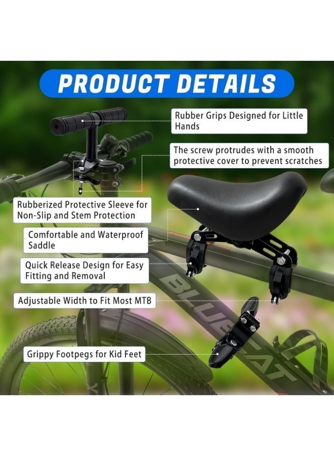 Arabest Kid Bike Seat, Front Mounted, Compatible with All Adult Mountain Bikes, Soft Material, Unisex, One Color, For Parents and Children - Image 3