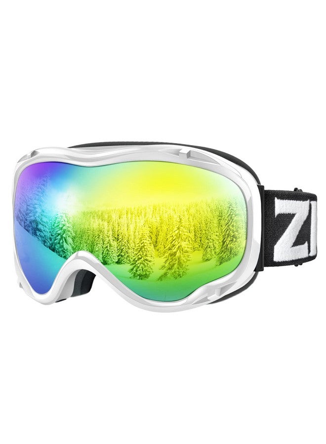 ZIONOR Lagopus Ski Snowboard Goggles Uv Protection Anti Fog Snow Goggles For Men Women Adult Youth Vlt 13.7% White Frame Mirrored Gold Lens - Image 1