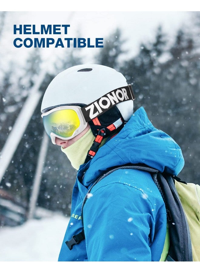 ZIONOR Lagopus Ski Snowboard Goggles Uv Protection Anti Fog Snow Goggles For Men Women Adult Youth Vlt 13.7% White Frame Mirrored Gold Lens - Image 5