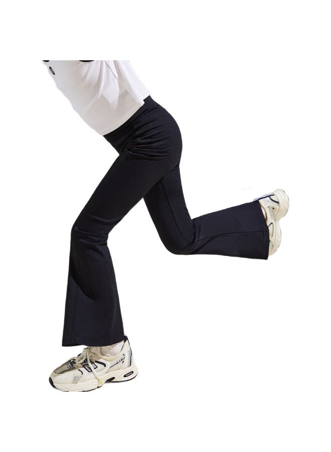 Ask Junior Autumn Thin Girls' Yoga Slim-Fit Pants, Tight-Fitting Sports Flared Pants, Trendy Versatile Children'S Trousers, Black, Size 160 - Image 2