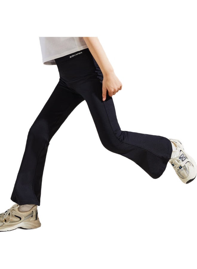 Ask Junior Autumn Thin Girls' Yoga Slim-Fit Pants, Tight-Fitting Sports Flared Pants, Trendy Versatile Children'S Trousers, Black, Size 160 - Image 1