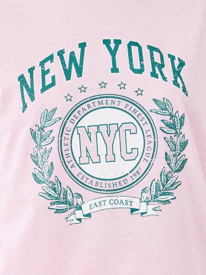 ستايلي طقم بيجامة Styli NYC بطبعة جرافيك وأكتاف ساقطة وأساور - Image 4