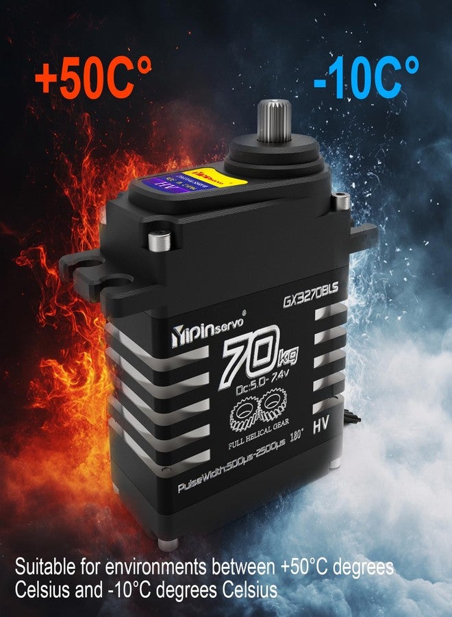 GOUP RC GOUPRC 70kg Brushless Servo for 1/8 1/10 1/12 RC Truck Car Crawler Boat Robot, 7.4V Oblique Gear High Torque Servo - Image 4