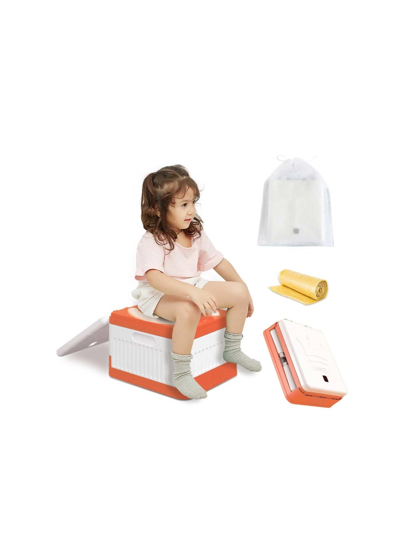 Foldable Portable Potty Seat for Toddlers - Ideal for Travel, Camping, and Urgent Situations - Includes 1 Storage Bag and 20 Garbage Bags for Easy Clean-Up. - Image 1