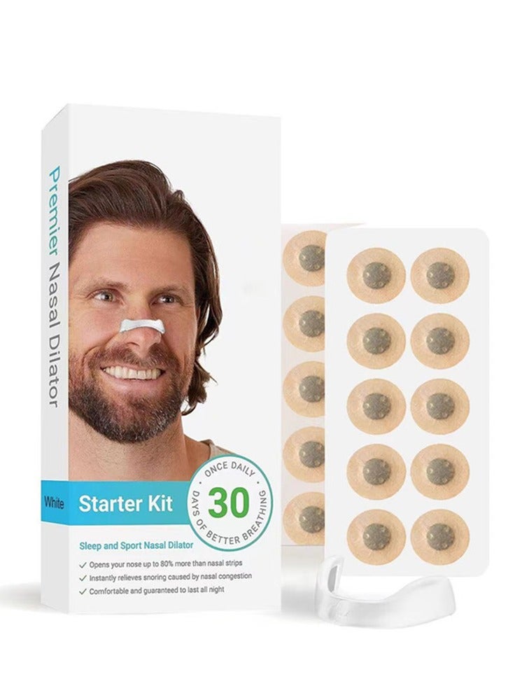STARTER Snoring Solution for Comfortable and Quieter Sleep Effective to Relieve Snoring Anti Snoring Nose Patch Comfortable Anti Snoring Device Suitable for Hotels Homes Business Travel (white-30pcs)  - Image 1