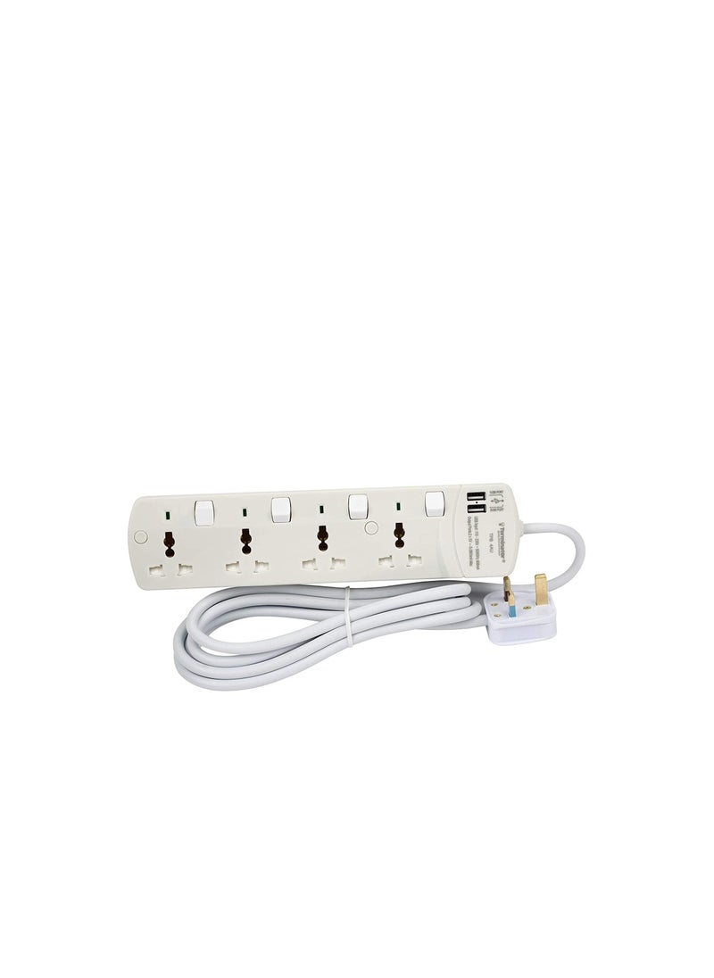 Terminator Terminator 13A Switched Universal Power Extension Socket With 2 Usb TPB 4AU 