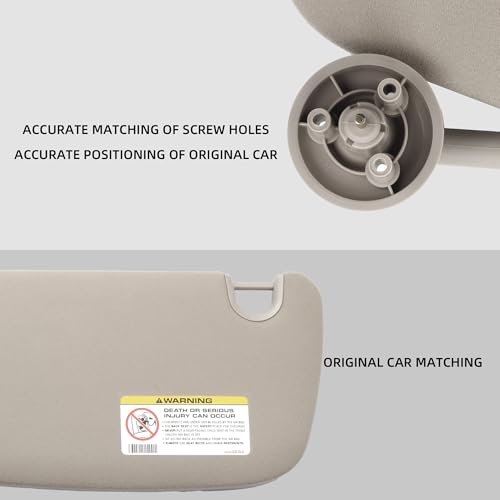 Dasbecan Gray Left Driver Side Car Sun Visor W/O Mirror Compatible with Dodge Ram 1500 2500 3500 2002 2003 2004 2005 2006 2007 2008 2009 Replaces# 1CT11TL2AA - Image 3