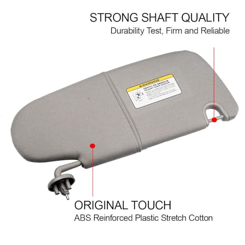 Dasbecan Gray Left Driver Side Car Sun Visor W/O Mirror Compatible with Dodge Ram 1500 2500 3500 2002 2003 2004 2005 2006 2007 2008 2009 Replaces# 1CT11TL2AA - Image 4