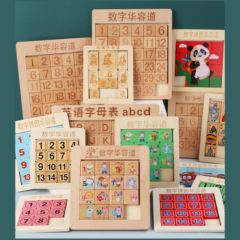 Wooden Digital Huarong Road Jignetboard Magnetic Three Kingdoms Huarong Road Classical Children'S Intelligence Unlocking Toy - Image 1