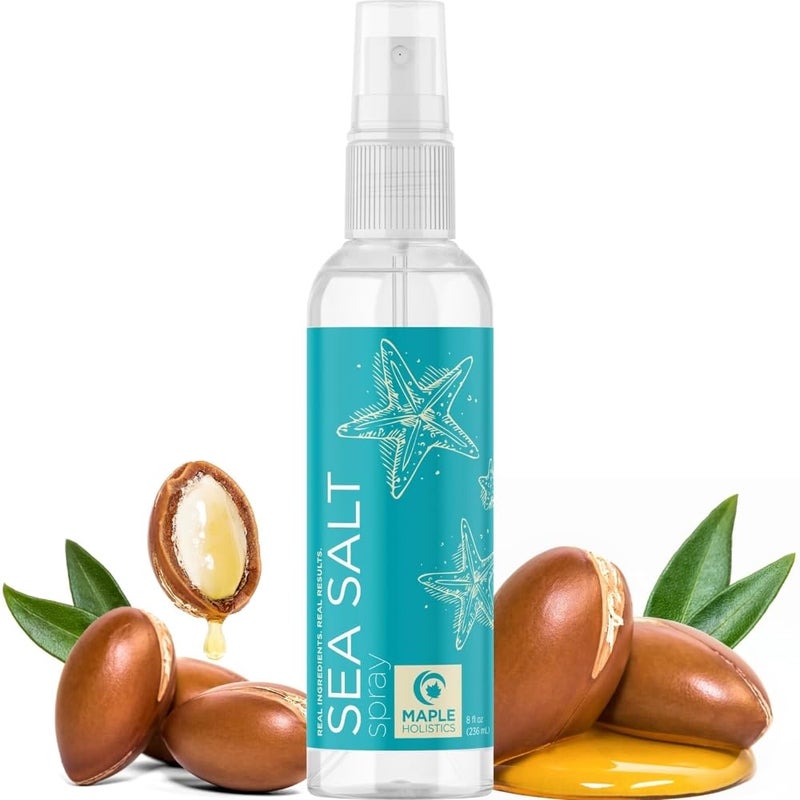 Volumizing Sea Salt Spray for Hair Texturizing Beach Waves Spray Hair Mist Curl Activator Non Sticky Styling Beach Hair Spray for Men and Women with Nourishing Sea Kelp Extract and Argan Oil 8oz