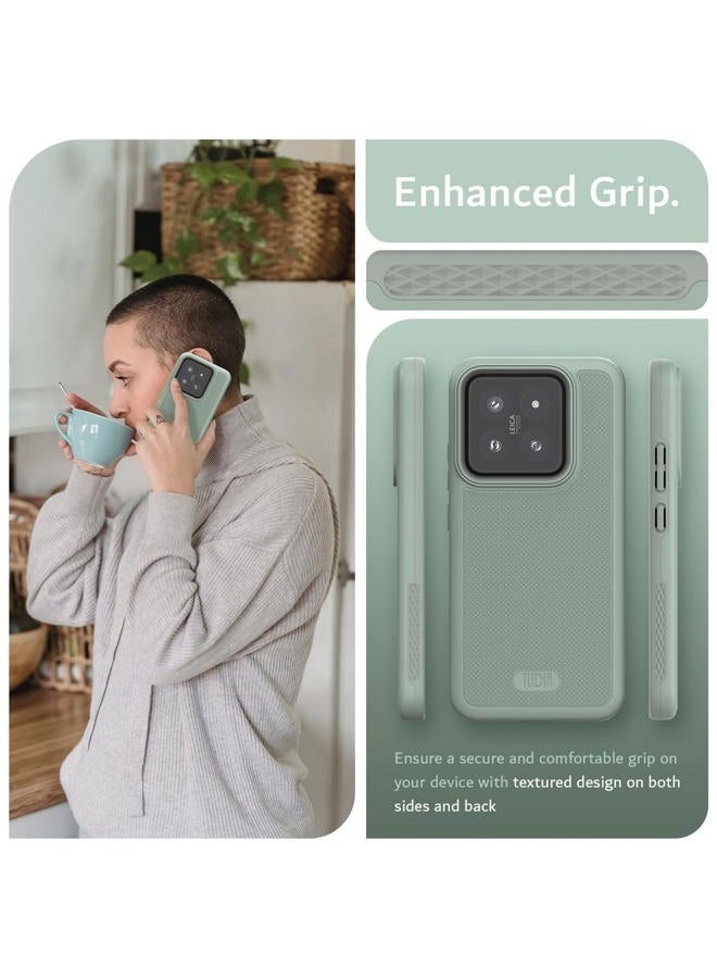 TUDIA غطاء حماية مزدوج مصمم لهاتف Xiaomi 14 5G (2024) ، [MergeGrip] غطاء هاتف عسكري مزدوج الطبقات مقاوم للصدمات رقيق وقوي وعالي التحمل - ليلك أخضر - Image 4