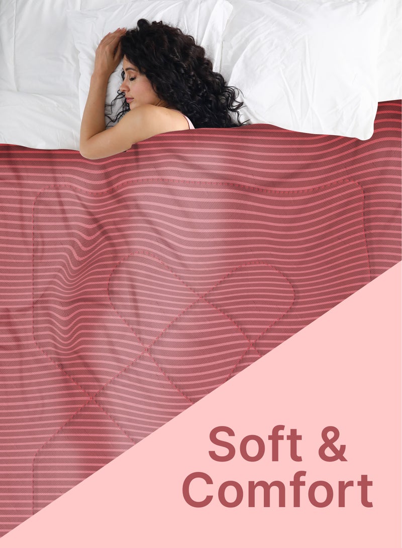 طاب مساؤك لحاف مزدوج من كوزي دريمز لجميع المواسم - 200x220 سم وردي - Image 4