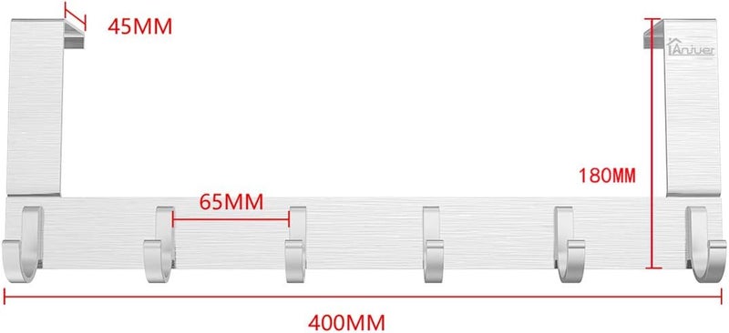 Anjuer Aluminum Over The Door Hook Rack with 6 Hooks for Kitchen and Bathroom - Image 5