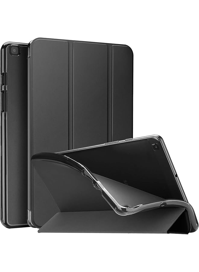 برو كيسيز جراب Galaxy Tab A 8.0 2019 T290 T295 جراب رفيع ثلاثي الطي مع حامل مرن من مادة TPU وغطاء خلفي شفاف غير لامع لجهاز Galaxy Tab A 2019 مقاس 8.0 بوصة Sm-T290 Sm-T295 - أسود - Image 1